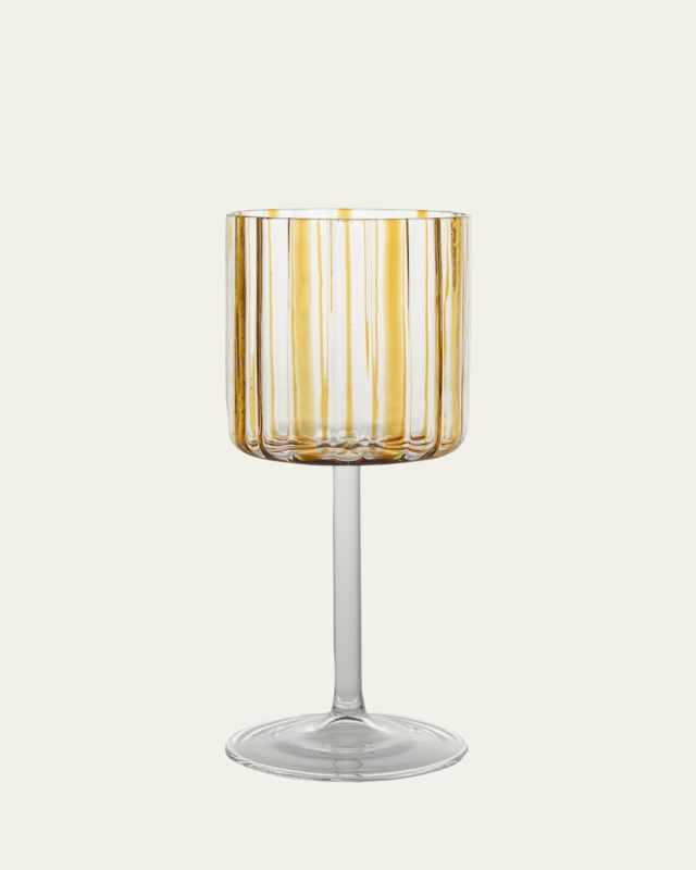 Amber Striped Stemmed Wine Glass